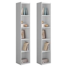 Kit 2 Estantes Livreiro Organizador Multiuso Janaína 5 Nichos Branco - Desk Design