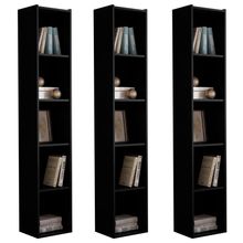Kit 3 Estantes Livreiro Organizador Multiuso Janaína 5 Nichos Preto - Desk Design