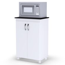 Balcão Micro-ondas Multiuso Vitória com 02 Portas Branco - Desk Design