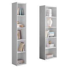 Kit 2 Estantes Livreiro Organizador Multiuso Workspace 5 Nichos Branco - Desk Design