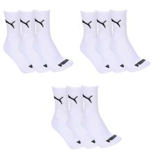 Kit 9 Pares de Meia Puma Esportiva Cano Médio Feminino - Branco