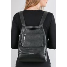 Mochila pequena antifurto couro liso grafite Susan