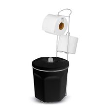 Porta Papel Higiênico com Lixeira Preta 6L Suporte para 2 Rolos Cromado - kit com 2 unidades