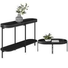 Kit Aparador Decorativo Para Sala Estar Industrial com Mesa de Centro Nord L05 Preto - Lyam Decor