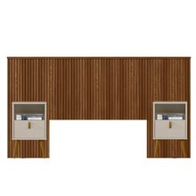 Kit Cabeceira Casal 240cm Celine Com Mesa De Cabeceira 01 Gaveta Loreta L05 Freijó  - Lyam Decor