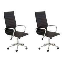 kit 2 Cadeiras Executivas Escritório Royal PU Sintético Preta - Gran Belo