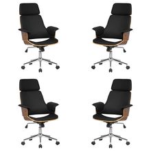 Kit 4 Cadeira de Escritório Home Office Decorativas Casemiro PU c/Regulagem de Altura Base Giratória Preto G56 - Gran Belo