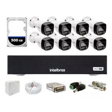 Kit Intelbras 8 cameras Full Color Vhd 1120b Dvr 8 Mhdx 1008 C/ HD 500gb