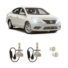 Kit Lâmpadas Super Led Farol Alto Baixo Versa 2011 à 2019
