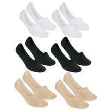 Kit 6 Pares de Meia Selene Sapatilha Invisível Feminino - Branco/Preto/Nude