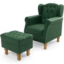 Poltrona De Amamentação Yara P02 Com Puff Paris L02 Facto Verde Musgo - Lyam Decor