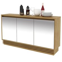 Buffet Aparador Balcão Sala de Jantar com Espelho nas Portas BB2609 MDP Natural - Gran Belo