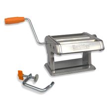 Máquina De Macarrão Caseiro Manual Bestfer Massa Lasanha Talharim Espaguete 2 Lâminas Cilindro Aço Inox