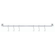 Barra Organizador de Parede Cromada 71cm 6 Ganchos Organização Cozinha Suspensa