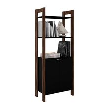 Armário Alto para Escritório Home Office AZ1009 MDP Preto/Nogal - Gran Belo