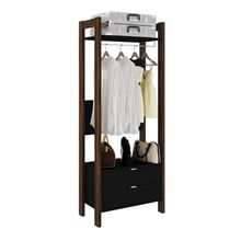 Armário Alto Closet para Escritório Home Office AZ1011 MDP Preto/Nogal - Gran Belo