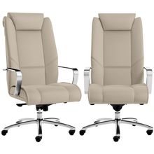 Kit 02 Cadeiras de Escritório Presidente Executiva New Onix F02 Tecido Sintético Areia - Lyam Decor