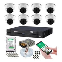 Kit 8 Câmeras Dome Intelbras 1120d Dvr 8 Canais Com Hd