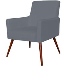Poltrona Decorativa Para Sala de Estar e Recepção Maria W01 Pés Palito Corino Cinza - Lyam Decor