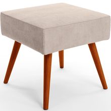 Puff Banqueta Decorativa com Pés Palito Lívia W01 Suede Bege - Lyam Decor