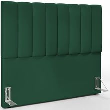 Cabeceira Cama Box Casal 140 cm Dália W01 Suede Verde Musgo - Lyam Decor