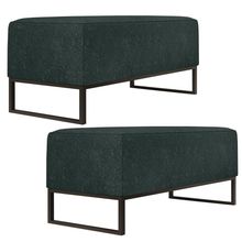 Kit 02 Puffs Decorativo Para Sala de Estar Cléo W01 Base Ferro 90 cm Linho Verde Musgo - Lyam Decor