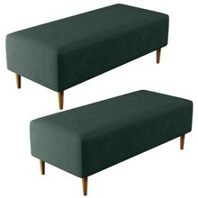 Kit 02 Puffs Decorativos Sala de Estar Bali W01 Pés Palito 120x50 cm Linho Verde Musgo - Lyam Decor