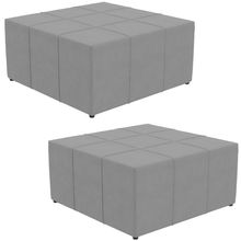 Kit 02 Puffs Decorativos Para Sala de Estar Quadrado Milano 90x90 W01 Suede Cinza - Lyam Decor