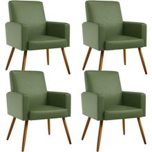 Kit 04 Poltronas Decorativa Para Sala De Estar Maria W01 Pés Palito Facto Verde Musgo - Lyam Decor