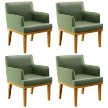 Kit 4 Poltronas Decorativas Para Sala De Estar E Recepção Beatriz W01 Facto Verde Musgo - Lyam Decor