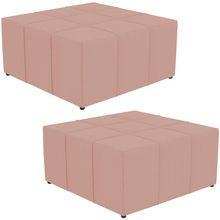 Kit 02 Puffs Decorativos Para Sala de Estar Quadrado Milano 90x90cm W01 Linho Rosê - Lyam Decor