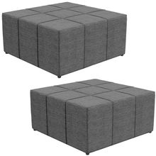 Kit 2 Puffs Decorativos Para Sala de Estar Quadrado Milano 90x90 W01 Linho Cinza Escuro - Lyam Decor