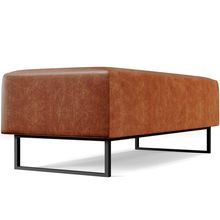Puff Decorativo Sala de Estar Bali W01 Base Ferro 120x50 cm Couríssimo Camel - Lyam Decor