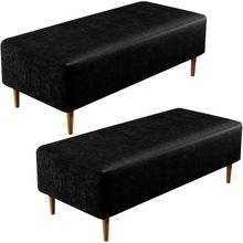 Kit 02 Puffs Decorativo Sala de Estar Bali W01 Pés Palito 120x50 cm Couríssimo Preto - Lyam Decor