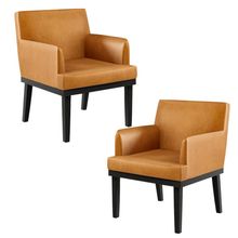 Kit 02 Poltronas Decorativas Sala de Estar Base Preto Beatriz W01 Couríssimo Whisky - Lyam Decor