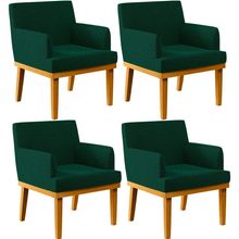 Kit 4 Poltronas Decorativas Sala De Estar E Recepção Base Mel Beatriz W01 Bouclê Verde - Lyam Decor