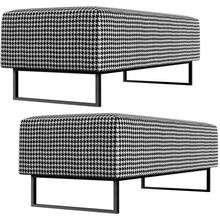 Kit 02 Puffs Decorativo Sala de Estar Bali W01 Base Ferro 120x50 cm Suede Pied Poule - Lyam Decor