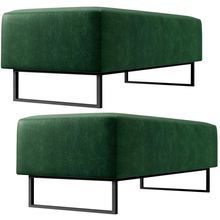 Kit 02 Puffs Decorativo Sala de Estar Bali W01 Base Ferro 120x50 cm Facto Verde Musgo - Lyam Decor