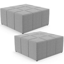 Kit 02 Puffs Decorativos Para Sala De Estar Quadrado Milano 90x90 W01 Bouclê Cinza - Lyam Decor