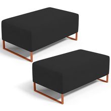 Kit 02 Puffs Decorativo Sala De Estar Cléo 90cm W01 Base Ferro Cobre Suede Preto - Lyam Decor