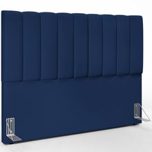 Cabeceira Cama Box Casal King 195 cm Dália W01 Suede Azul Marinho - Lyam Decor