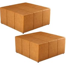 Kit 02 Puffs Decorativos Para Sala De Estar Quadrado Milano 90x90 W01 Couríssimo Whisky - Lyam Decor