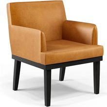 Poltrona Decorativa Para Sala De Estar Base Preto Beatriz W01 Couríssimo Whisky - Lyam Decor