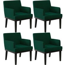 Kit 04 Poltronas Decorativas Sala de Estar Base Preto Beatriz W01 Bouclê Verde - Lyam Decor