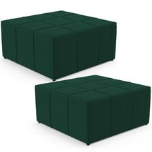 Kit 02 Puffs Decorativos Para Sala De Estar Quadrado Milano 90x90 W01 Bouclê Verde - Lyam Decor
