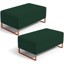 Kit 02 Puffs Decorativo Sala De Estar Cléo 90cm W01 Base Ferro Cobre Suede Verde Musgo - Lyam Decor