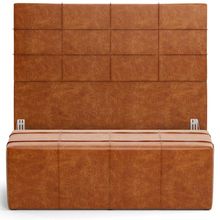 Kit Cabeceira Cama Box Queen 160cm com Calçadeira Roma W01 Couríssimo Camel - Lyam