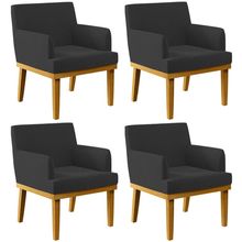 Kit 4 Poltronas Decorativas Sala De Estar E Recepção Base Mel Beatriz W01 Bouclê Preto - Lyam Decor