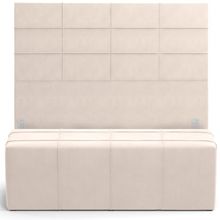 Kit Cabeceira Cama Box Queen 160cm com Calçadeira Roma W01 Suede Bege - Lyam