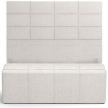 Kit Cabeceira Cama Box Queen 160cm com Calçadeira Roma W01 Linho Champagne - Lyam